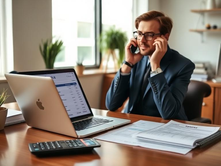 Finance professional arranging a payment plan by phone